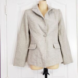 Zetoa Ivory Textured Button Front Blazer Petite XS Korean Fashion Office